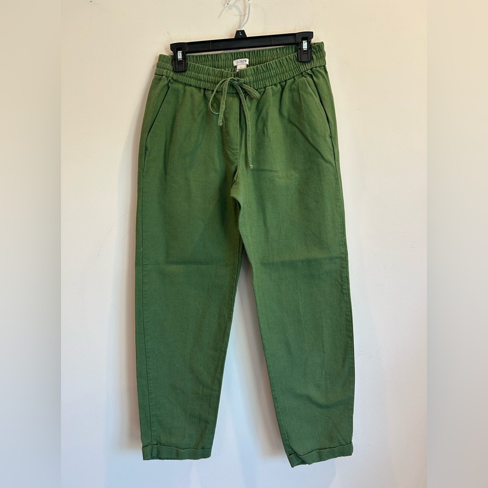J. Crew Green Joggers with Elastic Waistband and Drawstring